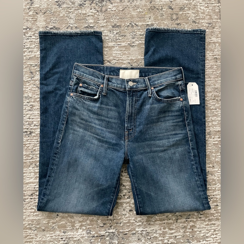 MOTHER Women's Straight Leg Jeans - Dark Blue - Picture 9 of 17